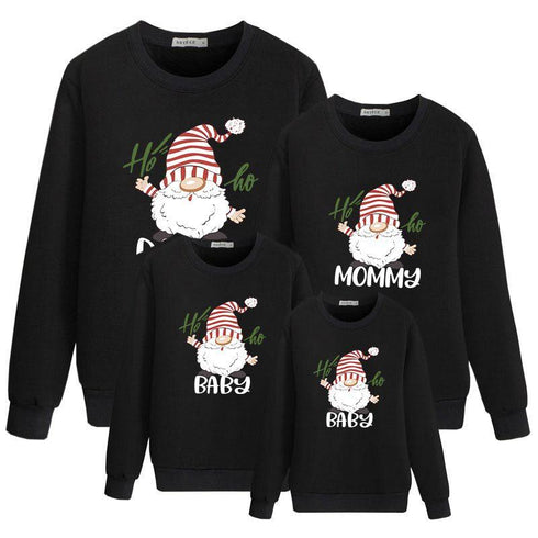 Christmas Dwarfs Creative Funny Printed Crewneck Jacket Parents and Children Parent-Child Series